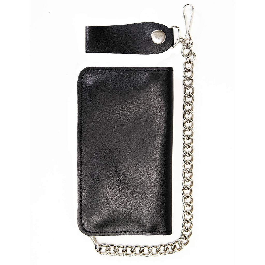 Milwaukee Leather MLW7894 Men's 7" Leather Bi-Fold Biker Wallet w/ Multiple Storage and Swivel Trigger Clip Anti-Theft Stainless Steel Chain