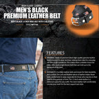 Milwaukee Leather Men's Freedom Line Black Leather Belt with USA Flag Emblems - 1.5 Inch - MPM7140