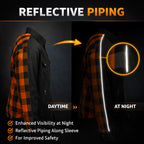 Milwaukee Leather Men’s Two-Tone CE Armored Flannel - Solid Front / Plaid Back - Reinforced w/ Aramid Fibers - MPM1672