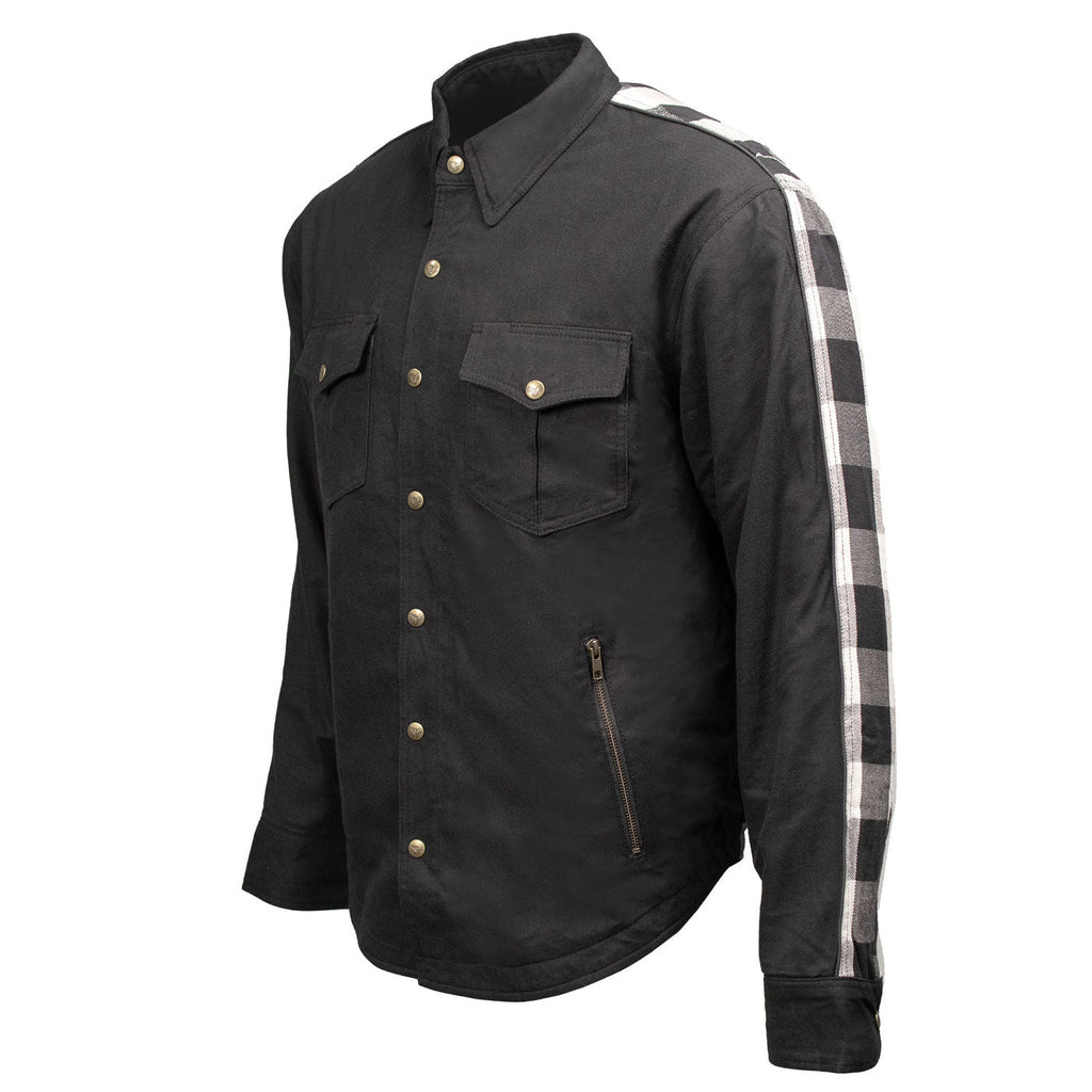 Milwaukee Leather Men’s Splitline Tundra 2-Tone CE Armored Protective Flannel - Kevlar® Reinforced - MPM1673