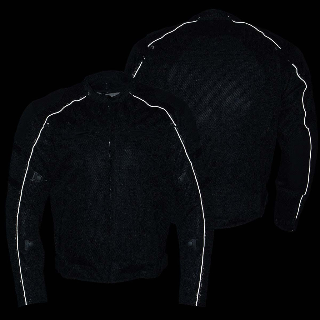 Milwaukee Leather Men's Troubled Black Textile Motorcycle Jacket w/ CE Armor - MPM17029