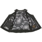 Milwaukee Leather LKL4711 Women's Black Premium Leather Motorcycle Vest with Side Lace Adjustment
