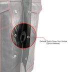 Milwaukee Leather LKM3780 Men's Black Premium Leather Motorcycle Rider Vest w/ Red Stitching and USA Inside Flag Lining