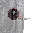 Milwaukee Leather LKM3784 Men's Classic Black Leather Motorcycle Rider Vest Stars and Stripes Design w/ USA Flag Liner