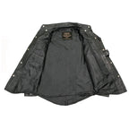 Milwaukee Leather MLM1611 Men's Premium Black Leather Casual Biker Rider Shirt w/ Vintage 5 Cent Buffalo Buttons
