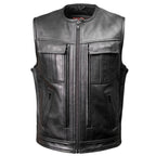 Milwaukee Motorcycle Clothing Co. Men's Quick-Draw Stylesh Premium Black Leather MC Biker Vest MMC30001