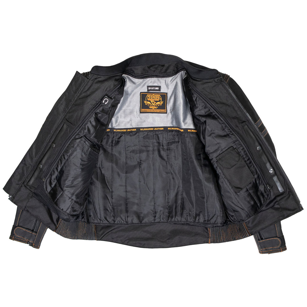 Milwaukee Leather Men's Matte Black Street CE Armored Motorcycle Vented Jacket - Reflective - LKM17012