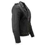 Milwaukee Leather LKM1702 Men's Vintage Flat Black Motorcycle Biker Leather Jacket w/ CE Armor Protection