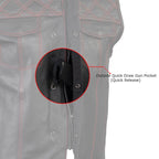 Milwaukee Leather LKM3782 Men's Classic Black Premium Leather Motorcycle Vest with USA Flag Liner