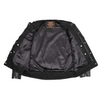 Milwaukee Leather MDM1003 Men's Black Denim Motorcycle Jacket with Leather Sleeves and Patch Back