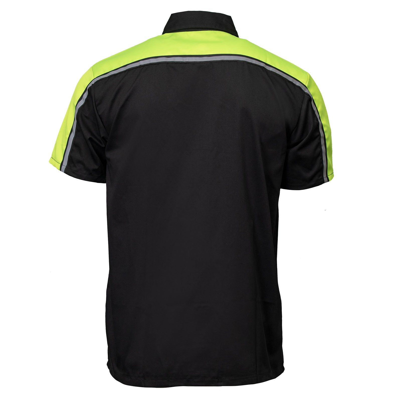 Milwaukee Motorcycle Clothing Co. Men’s Blk/Green Mechanic Work Shirt – w / Reflective Strip, Rider‑Built MDM11604