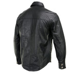 Milwaukee Leather MLM1611 Men's Premium Black Leather Casual Biker Rider Shirt w/ Vintage 5 Cent Buffalo Buttons