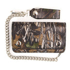 Milwaukee Leather MLW7803 Men's 6” Camouflage Bi-Fold Leather Wallet w/ Anti-Theft Stainless Steel Chain