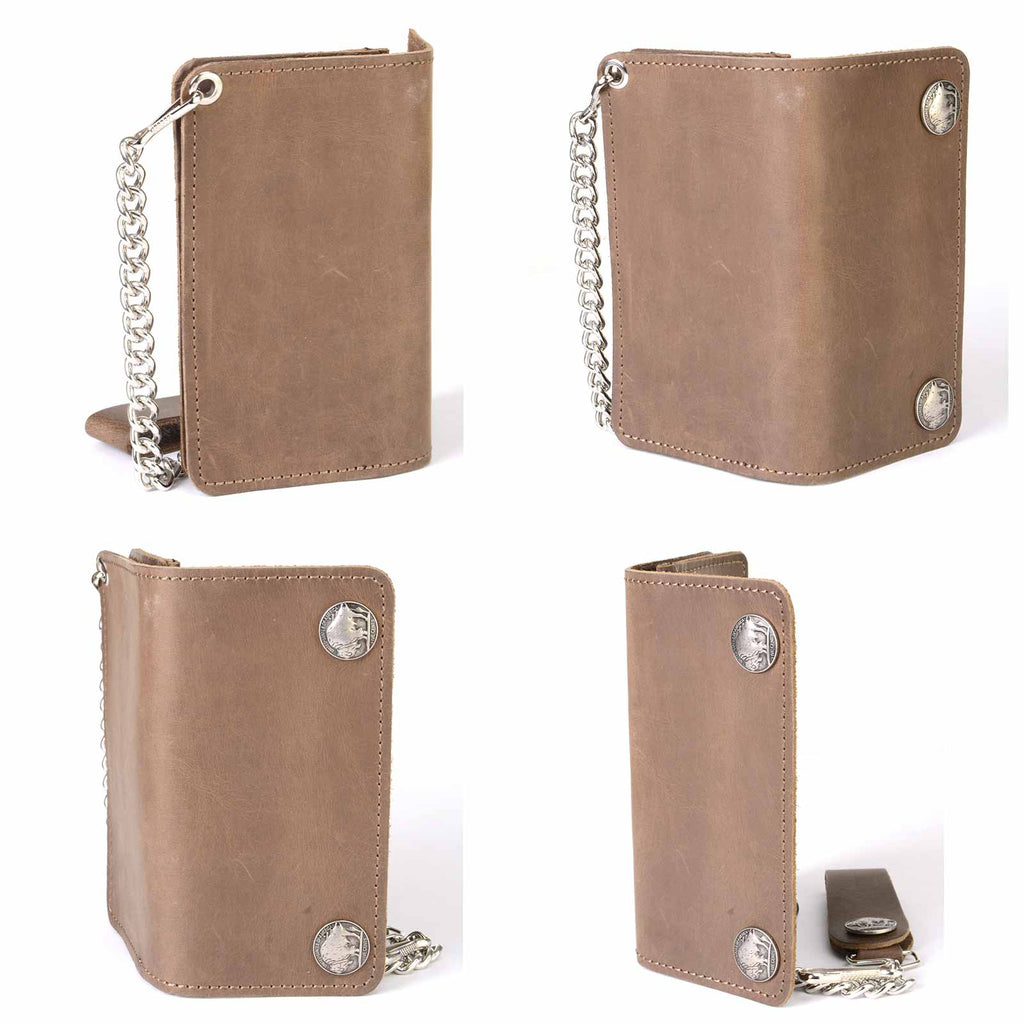 Milwaukee Leather Men's Genuine Leather Bi-Fold Biker Wallets w/ Anti-Theft Stainless Steel Chain
