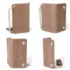 Milwaukee Leather Men's Genuine Leather Bi-Fold Biker Wallets w/ Anti-Theft Stainless Steel Chain