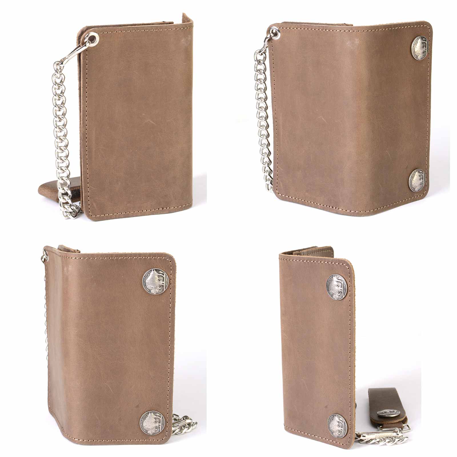 Milwaukee Leather Men's Genuine Leather Bi-Fold Biker Wallets w/ Anti-Theft Stainless Steel Chain