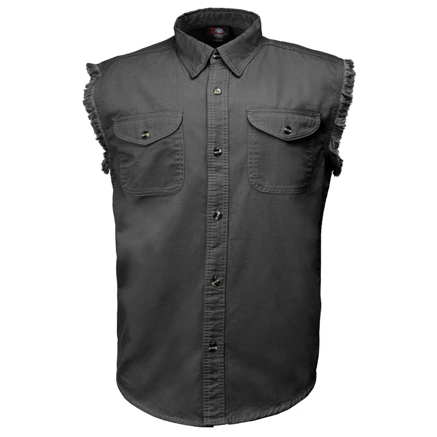 MMCC Men's Rustline Sleeveless Cut-Off Work Shirt - 100% Cotton, Dual Chest Pockets, Button Front - MMC16016