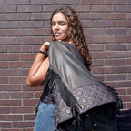 Milwaukee Motorcycle Clothing Co. Women’s Liberty Black and Purple Leather V-Neck Biker Vest w/ Side Lacing MMC40006