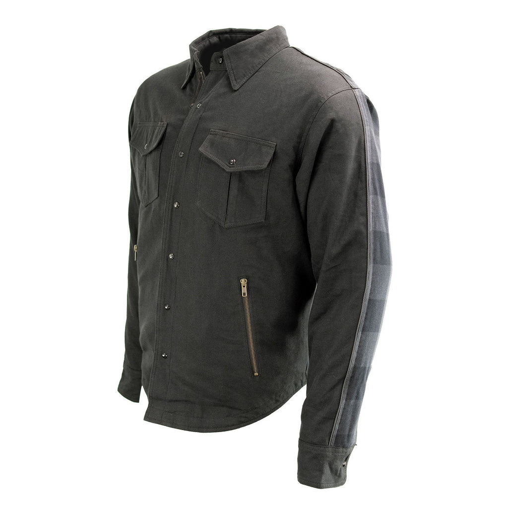 Milwaukee Leather Men’s Splitline Phantom 2-Tone CE Armored Protective Flannel - Kevlar® Reinforced - MPM1670