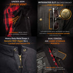 Milwaukee Leather Men’s Two-Tone CE Armored Flannel - Solid Front / Plaid Back - Reinforced w/ Aramid Fibers - MPM1671