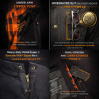 Milwaukee Leather Men’s Two-Tone CE Armored Flannel - Solid Front / Plaid Back - Reinforced w/ Aramid Fibers - MPM1672