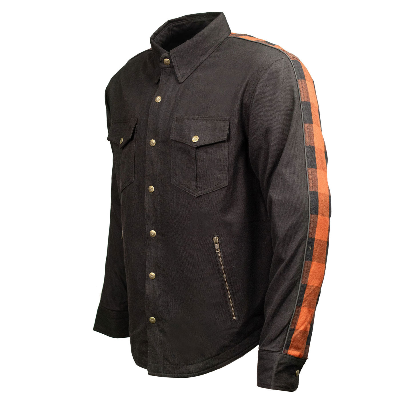 Milwaukee Leather Men’s Splitline Molten 2-Tone CE Armored Protective Flannel - Kevlar® Reinforced - MPM1672