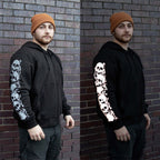 MMCC Men’s Bare Bones Hoodie - Reflective Skull Graphics Front & Back, Full Zip, 100 % Cotton - MPM1680