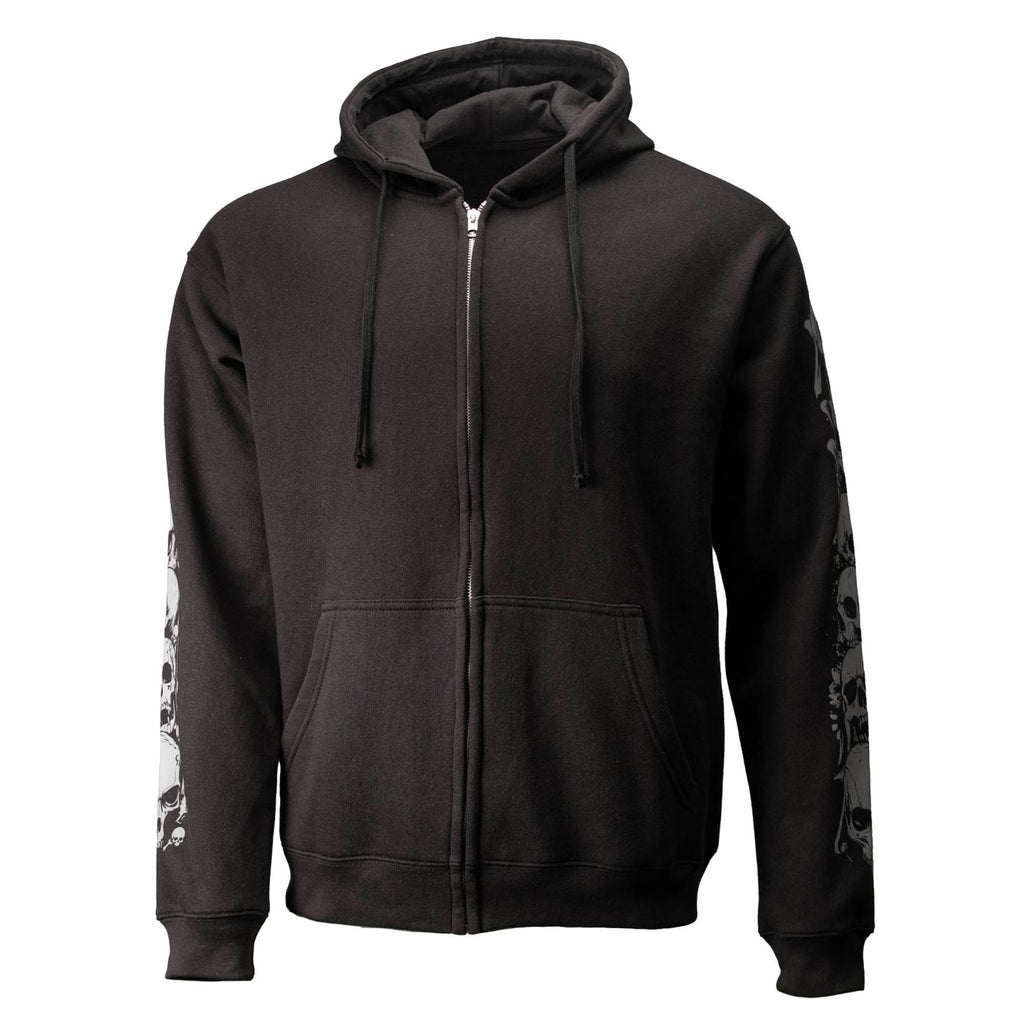 MMCC Men’s Bare Bones Hoodie - Reflective Skull Graphics Front & Back, Full Zip, 100 % Cotton - MPM1680