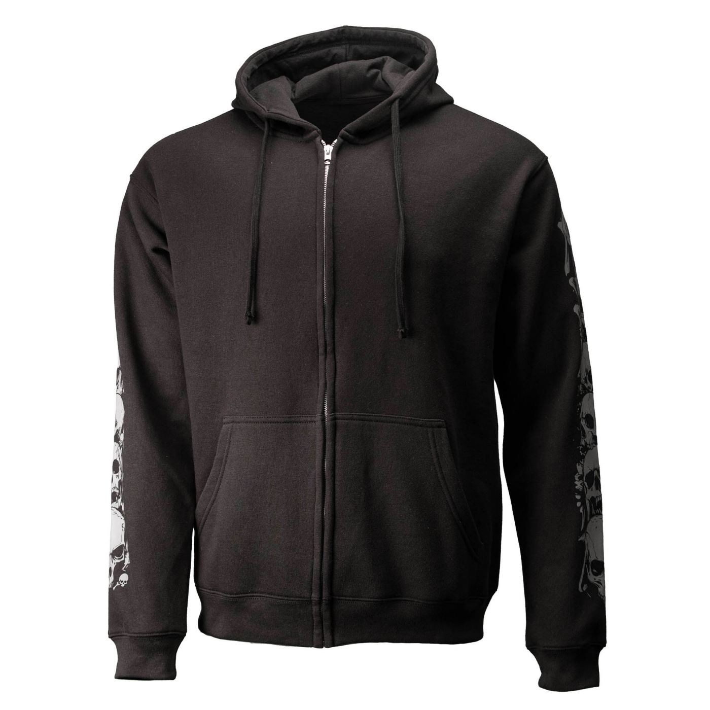 MMCC Men’s Bare Bones Hoodie - Reflective Skull Graphics Front & Back, Full Zip, 100 % Cotton - MPM1680