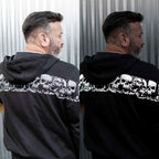 MMCC Men’s Bare Bones Hoodie - Reflective Skull Graphics Front & Back, Full Zip, 100 % Cotton - MPM1681