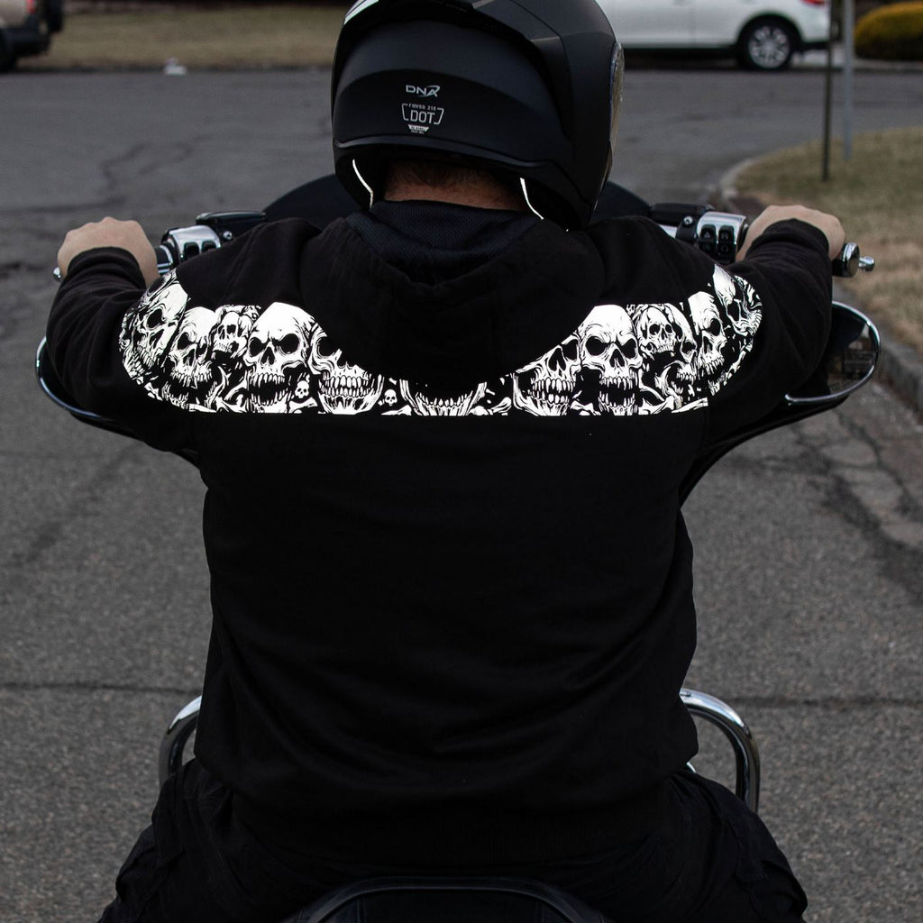 Milwaukee Leather Men's Bare Bones Black Reflective CE Armored Riding Hoodie, Shoulder and Elbow Armor - MPM1798