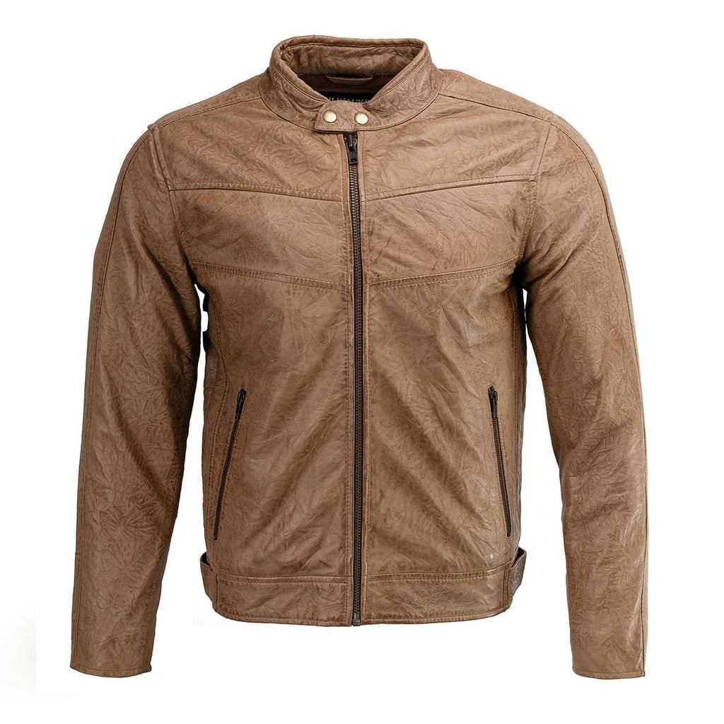Milwaukee Leather SFM1835 Men's Saddle ‘Cafe Racer’ Leather Jacket with Snap Button Collar
