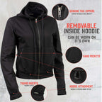 Milwaukee Leather Women's Tara Black Leather Motorcycle Rider 2-in-1 Convertible Hoodie Jacket Vest - LKL4712