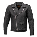 Milwaukee Leather LKM1702 Men's Vintage Flat Black Motorcycle Biker Leather Jacket w/ CE Armor Protection