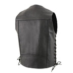 Milwaukee leather LKM3787 Men's Classic Side Laced Black Leather Motorcycle Rider Biker Vest w/ Ten Pockets