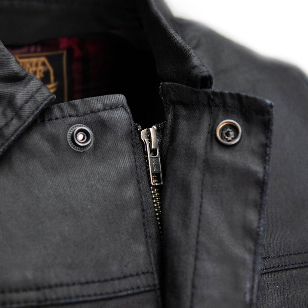 Milwaukee Leather MDM3030 Men’s Black Waxy Coated Denim Club Style Motorcycle Rider Vest w/ Shirt Collar