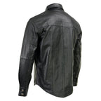 Milwaukee Leather MLM1611 Men's Premium Black Leather Casual Biker Rider Shirt w/ Vintage 5 Cent Buffalo Buttons