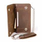 Milwaukee Leather Men's Genuine Leather Bi-Fold Biker Wallets w/ Anti-Theft Stainless Steel Chain
