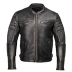 Milwaukee Motorcycle Clothing Co. Men's Contender Scooter Style Black Premium Leather Jacket MMC10001