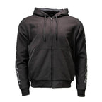 Milwaukee Leather Men's Bare Bones Black Reflective Skull CE Armored Riding Hoodie, Shoulder & Elbow Armor - MPM1797