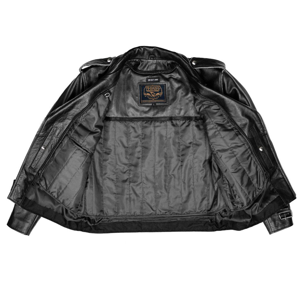 Milwaukee Leather Men's Live to Ride Classic Black Premium Leather CE Armored Motorcycle Jacket - Side Lace - LKM1706