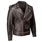 Milwaukee Leather Men's Live to Ride Classic Retro Brown Premium Leather CE Armored Motorcycle Jacket - Side Lace - LKM1707