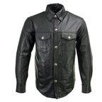 Milwaukee Leather MLM1611 Men's Premium Black Leather Casual Biker Rider Shirt w/ Vintage 5 Cent Buffalo Buttons