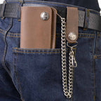 Milwaukee Leather Men's Genuine Leather Bi-Fold Biker Wallets w/ Anti-Theft Stainless Steel Chain