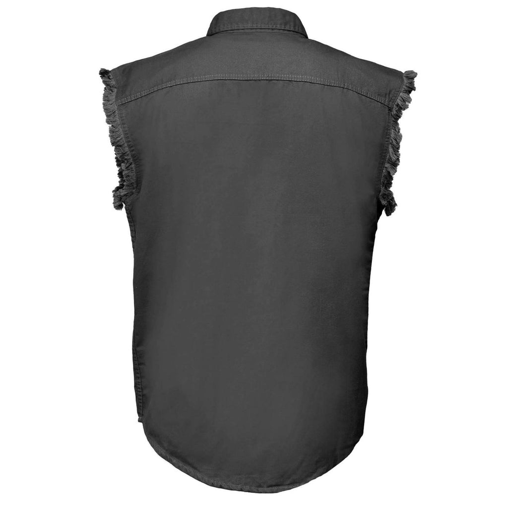 MMCC Men's Rustline Sleeveless Cut-Off Work Shirt - 100% Cotton, Dual Chest Pockets, Button Front - MMC16016