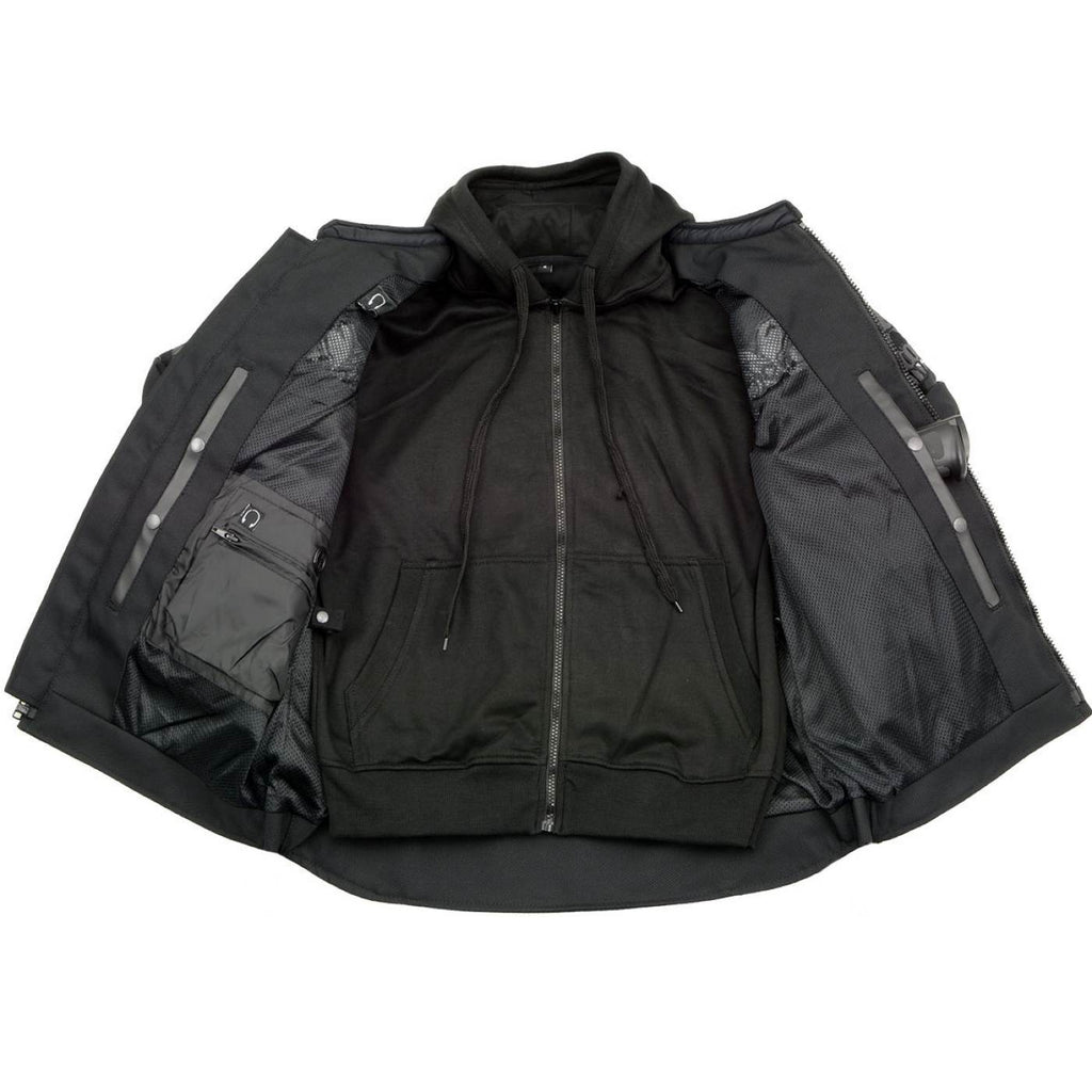 Milwaukee Leather Men's Vengeance Black Armored Textile Motorcycle Jacket with Skull Embroidery - MPM17019
