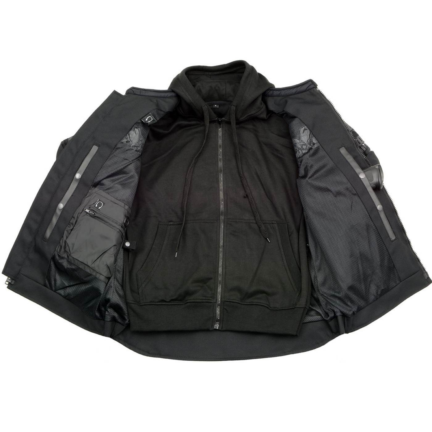 Milwaukee Leather Men's Vengeance Black Armored Textile Motorcycle Jacket with Skull Embroidery - MPM17019