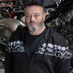 Milwaukee Leather Men's Bare Bones Black Reflective Skull CE Armored Riding Hoodie, Shoulder & Elbow Armor - MPM1798