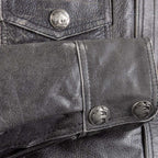 Milwaukee Leather MLM1612 Men's Distressed Grey Casual Biker Rider Leather Shirt w/ Vintage 5 Cent Buffalo Buttons