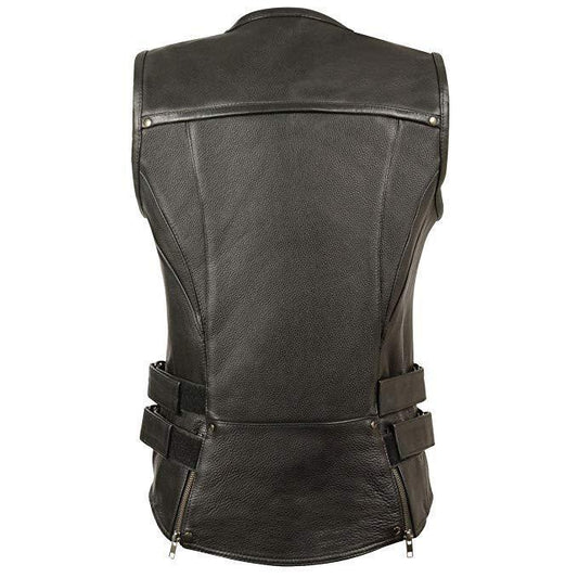 Milwaukee Leather MLL4515 Women's Zipper Front SWAT Style Black Leather Vest